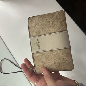 Coach Tan and Cream Wristlet